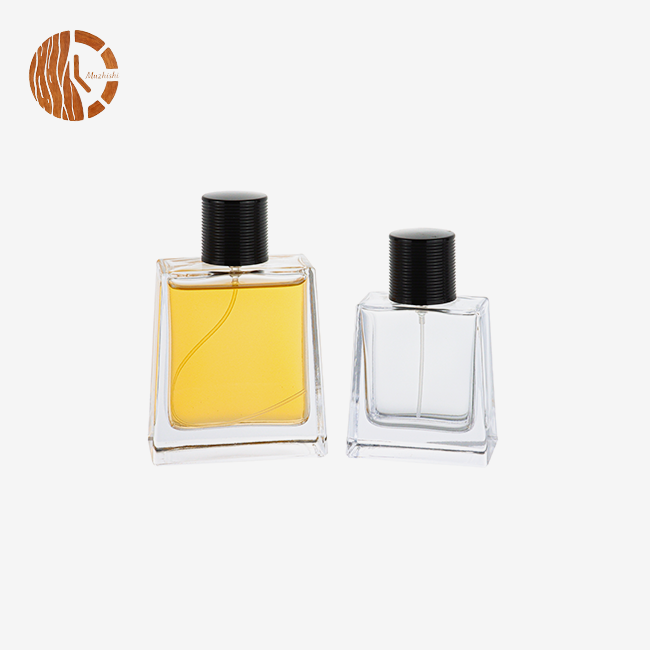 50ml Square Clear Glass Perfume Bottle With Black Pump Sprayer